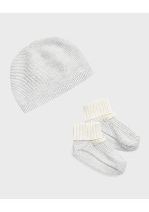 Kid's Hat And Booties Set, Size Newborn-9M