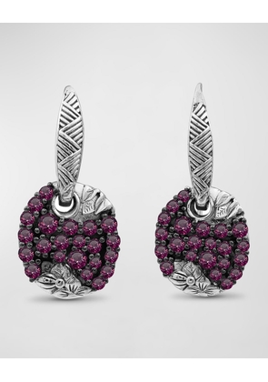 Rhodolite Garnet Pave Earrings in Sterling Silver