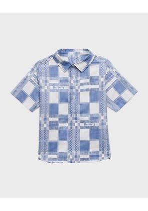 Boy's Ramon Windowpane-Print Short-Sleeve Shirt, Size 6M-2