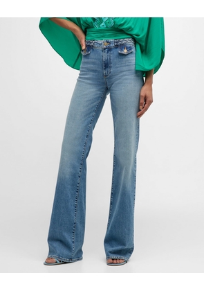 Itzel Braided Mid-Rise Straight-Leg Jeans