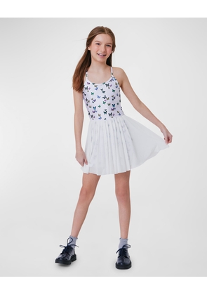 Girl's White Butterflies Tennis Dress, Size 2T-12