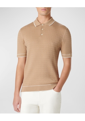 Men's Cable-Knit Polo Sweater