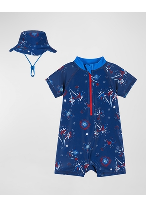 Boy's Rashguard and Sun Hat Set, Size 0M-24M