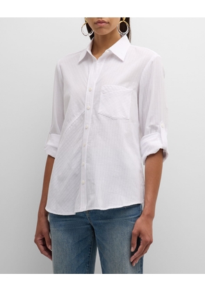 Tiegan Eyelet Striped Button-Down Shirt