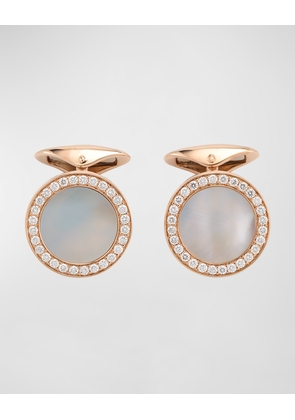 Men's 18K Rose Gold Mother Of Pearl and Diamond Cufflinks