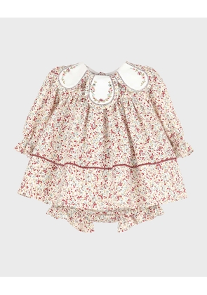 Girl's Floral Petal Float Dress W/ Bloomers, Size 6M-3