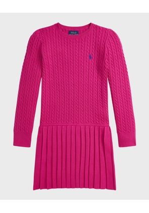 Girl's Cable Knit Combo Dress, Size 2-6X