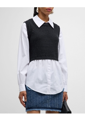 Mara Shaker Stitch Combo Pullover Shirt