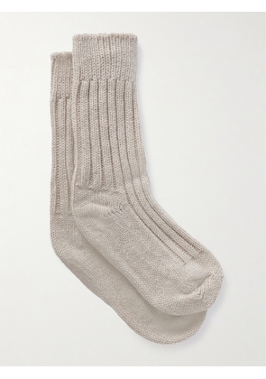 The Elder Statesman - Yosemite Ribbed Cashmere Socks - Ecru - One size