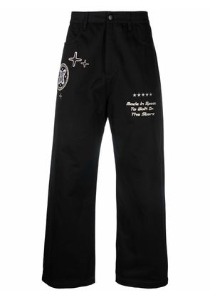 Enterprise Japan embroidered straight-leg trousers - Black