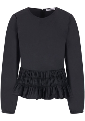 Molly Goddard Nina shirred peplum top - Black