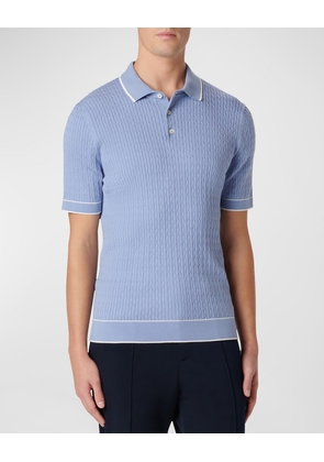 Men's Cable-Knit Polo Sweater