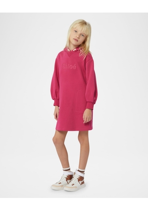 Girl's Embroidered Logo-Print Hoodie Dress, Size 4-6