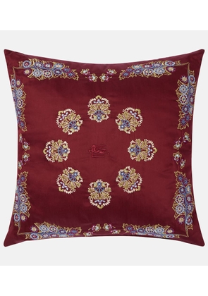 Etro Embroidered cotton satin cushion