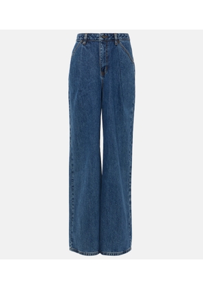 Self-Portrait Pleated high-rise wide-leg jeans