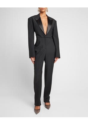 Tailored Wool Tuxedo Jumpsuit