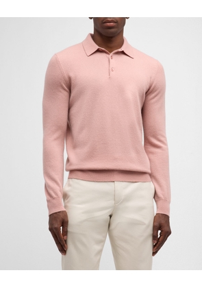 Men's Solid Cashmere Polo Sweater