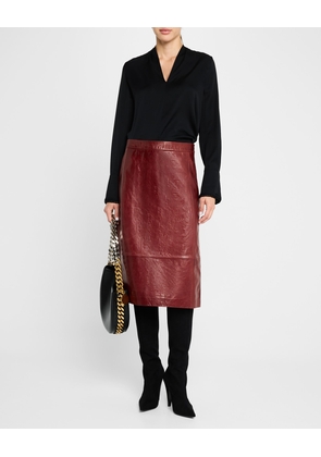 Hepburn A-Line Leather Midi Skirt