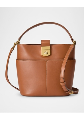 Crest Lock Small Leather Bucket Bag