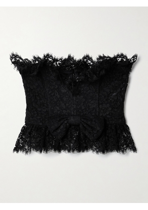 Alessandra Rich - Strapless Bow-embellished Lace Bustier Top - Black - IT36,IT38,IT40,IT42,IT44