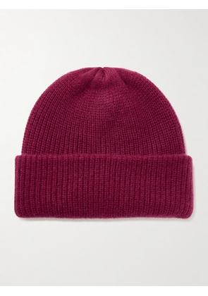 The Elder Statesman - Watchman Ribbed Cashmere Beanie - Burgundy - One size