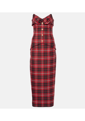 Alessandra Rich Tartan wool midi dress