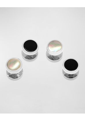 Double Sided Onyx and Mother-of-Pearl Round Beveled Studs