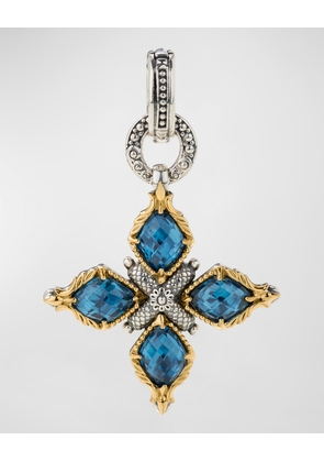 18k Gold Blue Spinel Cross Pendant