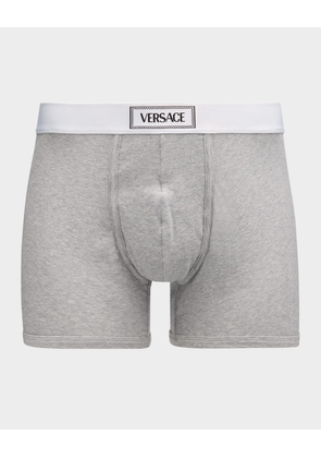 Men's Ribbed Cotton Logo Boxer Briefs