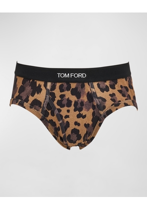 Men's Leopard-Print Cotton Jersey Briefs