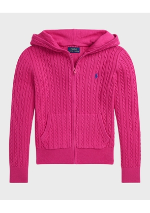 Girl's Embroidered Cable Knit Hoodie, Size S-XL