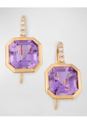 Gossip 18K Yellow Gold Amethyst and Diamond Earrings on Wire