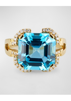 Gossip 18K Yellow Gold Blue Topaz Ring with Diamonds