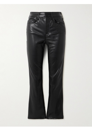 Mother - The Insider Flood Cropped Faux Leather Bootcut Pants - Black - 23,24,25,26,27,28,29,30,31,32