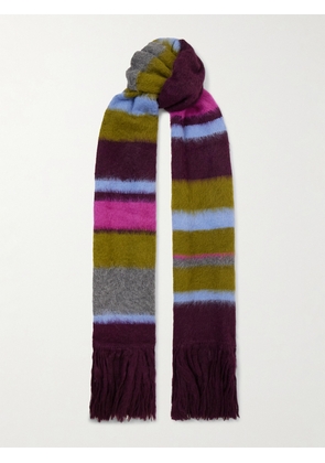 The Elder Statesman - Thistle Fringed Striped Alpaca-blend Scarf - Multi - One size