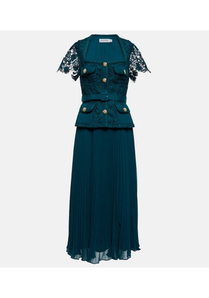 Self-Portrait Lace-paneled chiffon midi dress