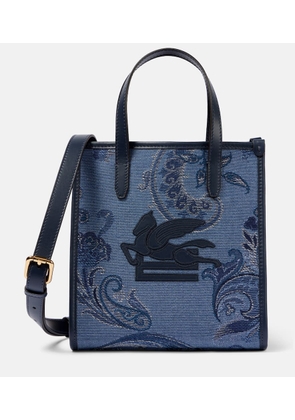 Etro Pegaso leather-trimmed shopper