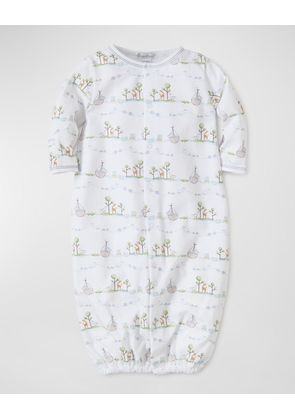 Noah's Ark Printed Convertible Sleep Gown, Size Newborn-Small