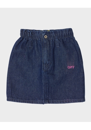 Girl's Off Stamp Mini Denim Skirt, Size 4-10