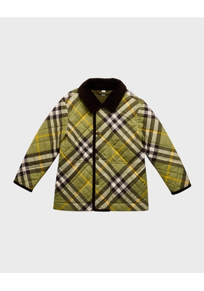 Boy's Grayson Check Quilted Jacket, Size 3-14