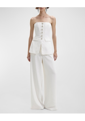 Convertible Bandeau Wide-Leg Crepe Jumpsuit