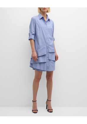 Jenna Striped Ruffle Shirtdress