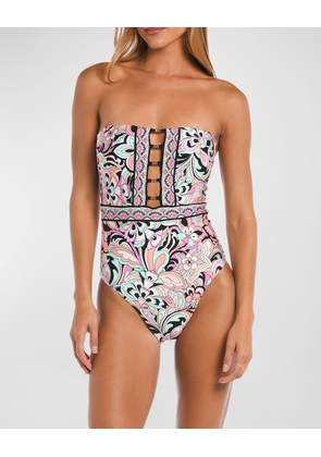 Paisley Bandeau One-Piece Swimsuit