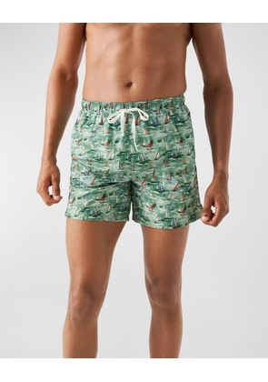 Men's Boat-Print Swim Trunks