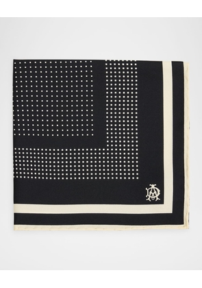 Men's Square-Print Mulberry Silk Pocket Square