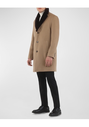 Men's Loro Piana Cashmere Short Coat with Detachable Lamb Shearling Collar