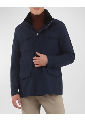 Men's Loro Piana Storm System Lined Jacket with Detachable Shearling Lamb Collar