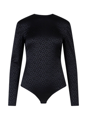 Versace Greca Pattern Long Sleeved Crewneck Bodysuit