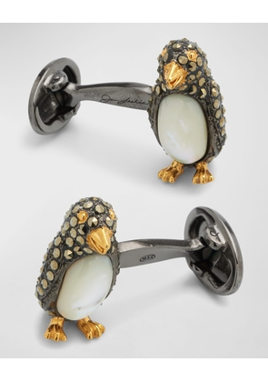 Marcasite %26 Mother-of-Pearl Penguin Cuff Links