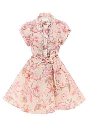 matchmaker flip floral dress with appliqués - 0 Rose